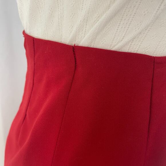 Vintage Skirt Size XS Red Solid A Line Knee Length Retro Secretary High Rise - Picture 5 of 14
